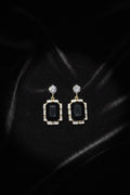 Square shape black gemstone earring
