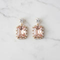 Square shape pink gemstone earring