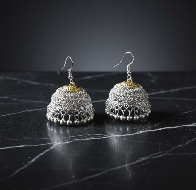 Classic silver jhumaka earring