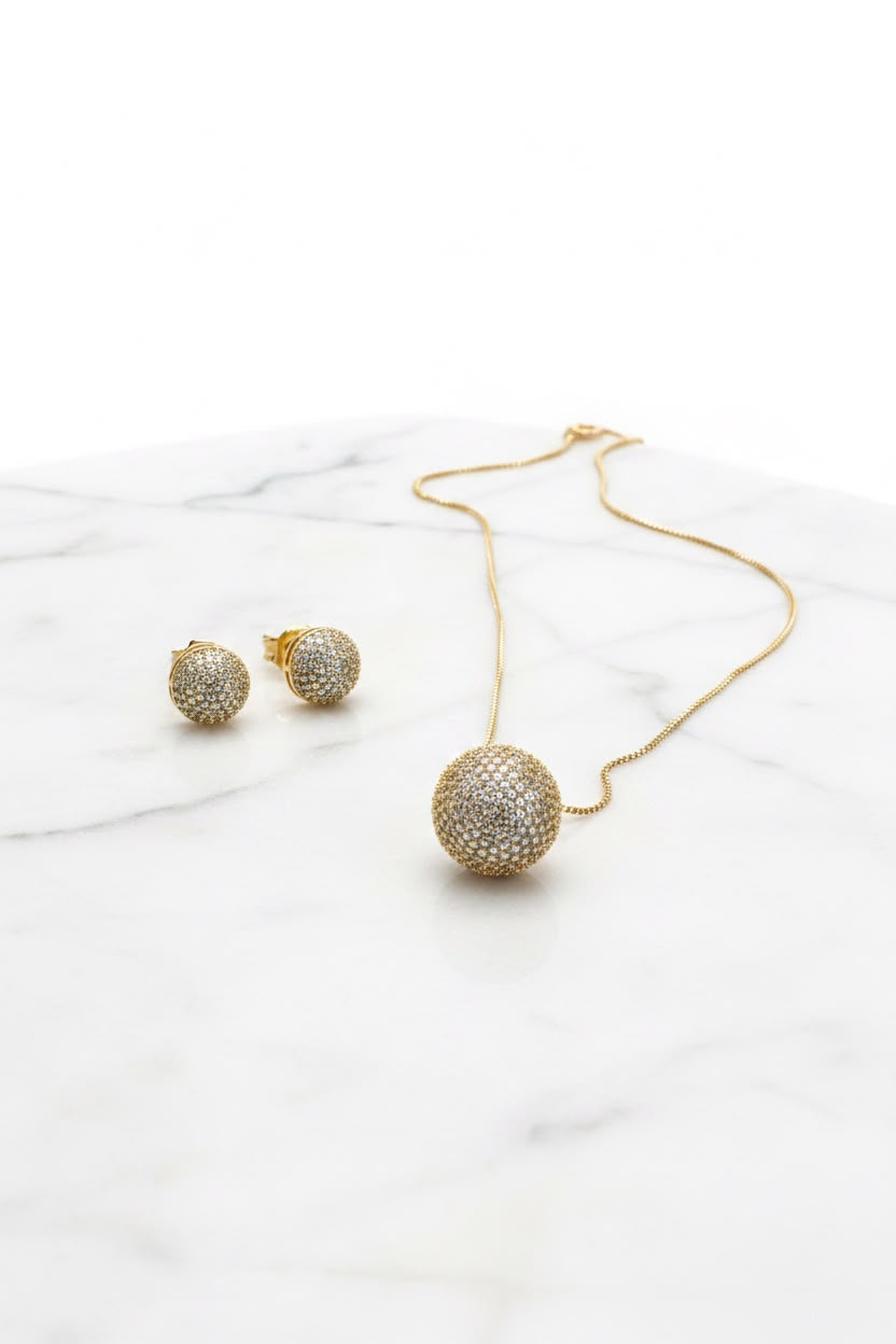 Golden ball shape loket Set