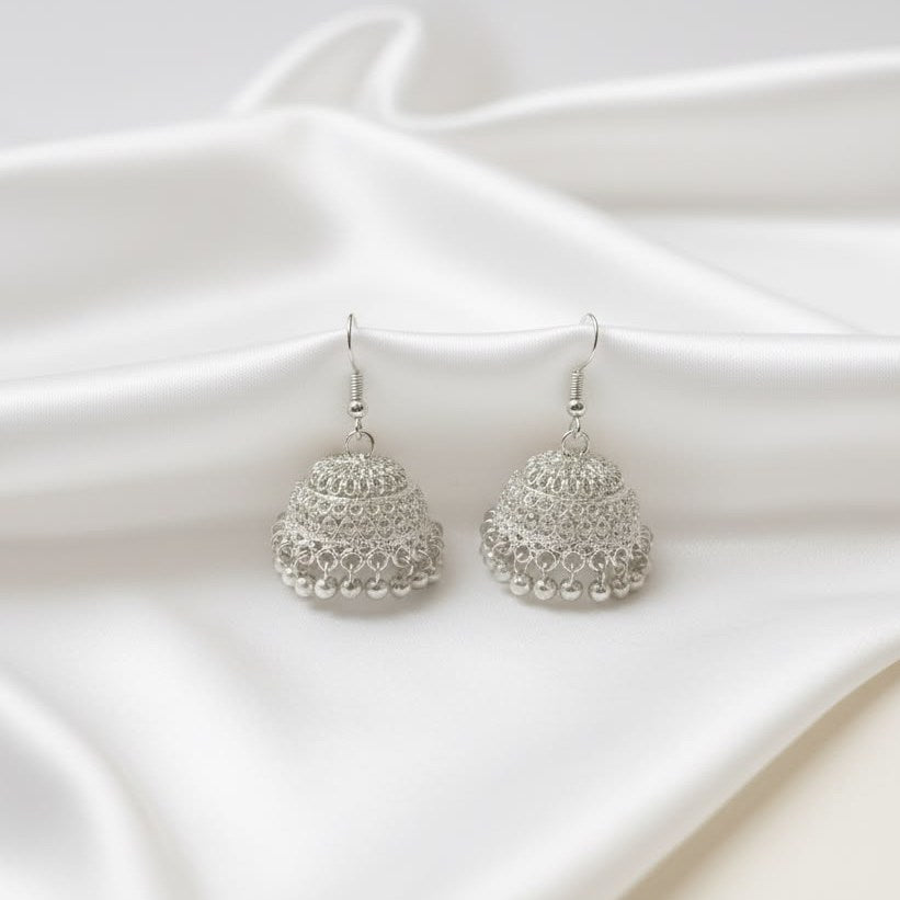 Classic silver jhumaka earring