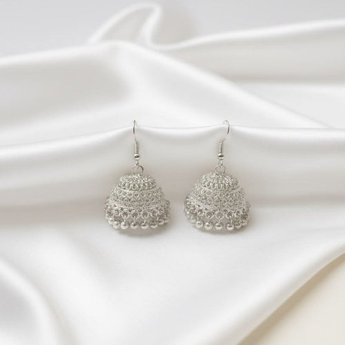 Classic silver jhumaka earring