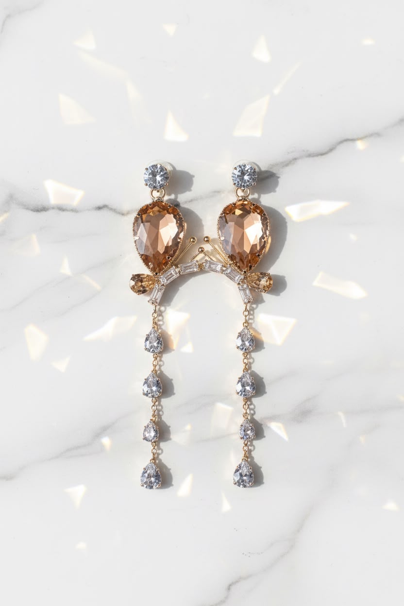Teardrop pink earring
