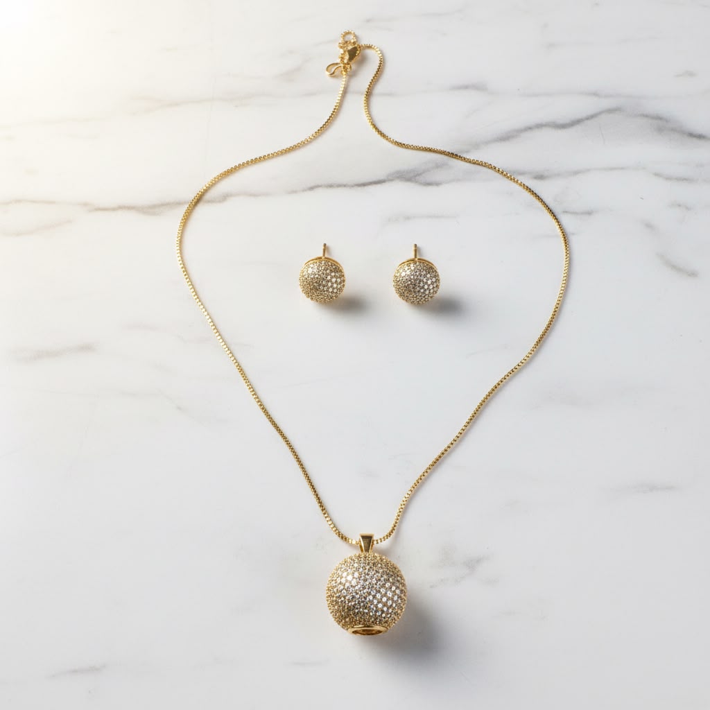 Golden ball shape loket Set
