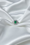 Square green gemstone ring